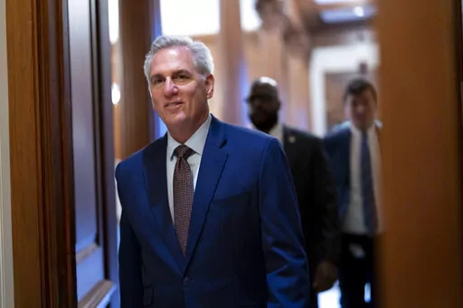 House Minority Leader Kevin McCarthy, R-Calif., walks to the chamber for final votes as the House wraps up its work for the week, at the Capitol in Washington, Dec. 2, 2022. (AP Photo/J. Scott Applewhite, File)