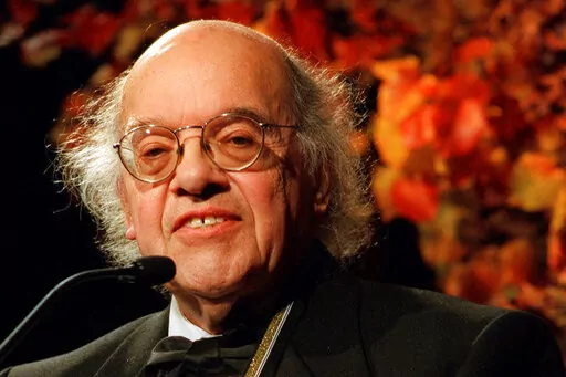 Gerald Stern speaks to the audience during the National Book Awards in New York Wednesday, Nov. 18, 1998.  Stern, one of the country’s most loved and respected poets who wrote with spirited melancholy and earthly humor about his childhood, Judaism, mortality and the wonders of the contemplative life, has died. He was 97.   According to his longtime partner, Anne Marie Macari, Stern died Thursday, Oct. 27, 2022 at Calvary Hospice in New York City,.  (AP Photo/Osamu Honda, File)