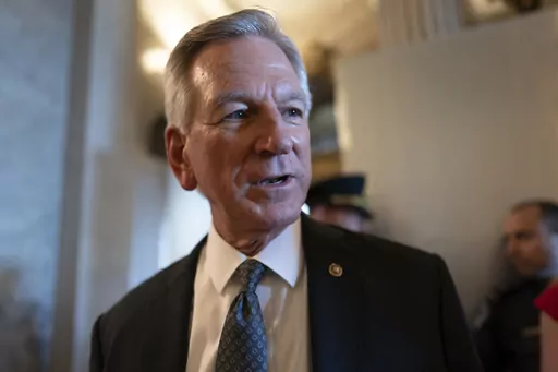 Sen. Tommy Tuberville, R-Ala., a member of the Senate Armed Services Committee, talks to reporters as he and other senators arrive at the chamber for votes, at the Capitol in Washington, Wednesday, Sept. 6, 2023. Tuberville announced on Tuesday, Dec. 5, that he’s ending his blockade of hundreds of military promotions, following heavy criticism from many of his colleagues in the Senate and clearing the way for hundreds to be approved. (AP Photo/J. Scott Applewhite, File)