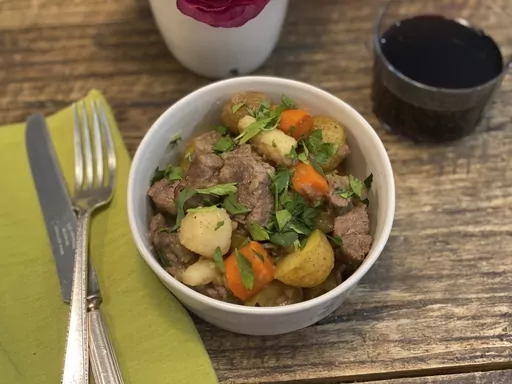 This March 2023 photo shows a recipe for Irish beef stew in New York. (Katie Workman via AP)