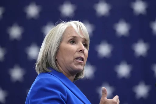 New Mexico Gov. Michelle Lujan Grisham speaks at the Arcosa Wind Towers, Aug. 9, 2023, in Belen, N.M. Grisham on Friday, Sept. 8, issued an emergency public health order that suspends the open and permitted concealed carry of firearms in Albuquerque for 30 days in the midst of a spate of gun violence. (AP Photo/Alex Brandon, File)