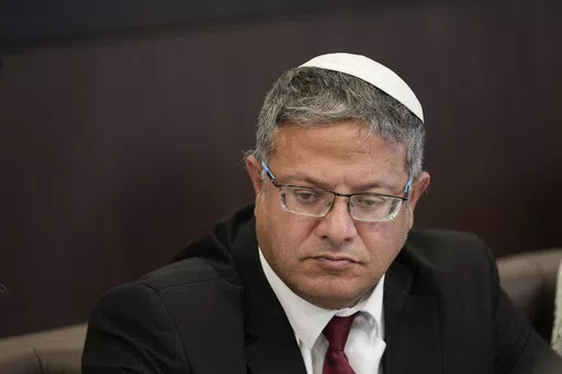 Israel's National Security Minister Itamar Ben-Gvir attends the weekly cabinet meeting in Jerusalem, Sunday, Sept. 10, 2023. Far-right National Security Minister Itamar Ben-Gvir visited Jerusalem’s most sensitive holy site, denouncing the decision from Spain, Ireland, and Norway to recognize a Palestinian state. (AP Photo/Ohad Zwigenberg, Pool, File)