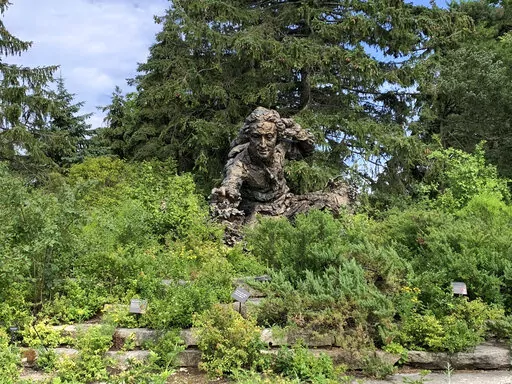 A sculpture of Swedish botanist, zoologist and physician Carl Linnaeus stands in the Heritage Garden of the Chicago Botanic Garden, in Glencoe, Ill. Linnaeus created rules for classifying and naming plants. (AP Photo/Julia Rubin)