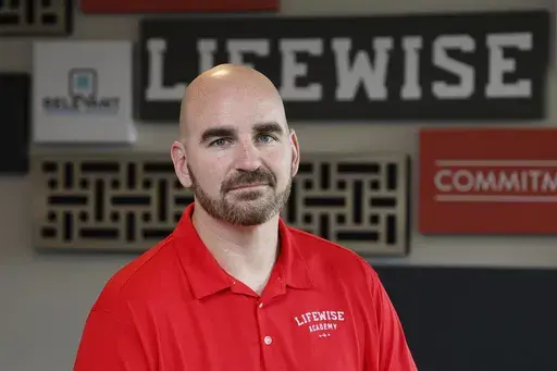Joel Penton, founder and CEO of LifeWise Academy, poses at LifeWise Academy offices Thursday, May 30, 2024, in Hilliard, Ohio. The Ohio-based Christian nonprofit that organizes off-campus Bible classes for public school students has taken off in Indiana since the state passed legislation forcing school districts to comply. (AP Photo/Jay LaPrete)