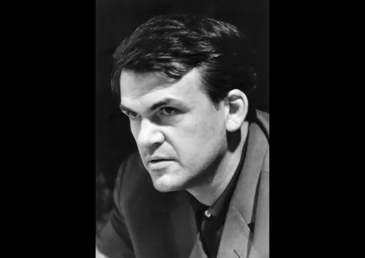 Czech-born author Milan Kundera looks on in Prague, Czech Republic, June 27, 1967. Milan Kundera, whose dissident writings in communist Czechoslovakia transformed him into an exiled satirist of totalitarianism, has died in Paris at the age of 94, Czech media said Wednesday, July 12, 2023. (Jovan Dezort/CTK via AP, file)