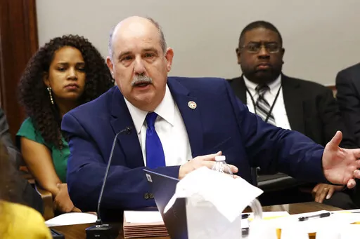 House Appropriations Committee member Richard Bennett, R-Long Beach, speaks to the specifics of providing additional funding for state public school teachers' salaries for fiscal year 2020 in a bill before the committee, Wednesday, Jan. 8, 2020, at the Capitol in Jackson, Miss.  Bennett will help negotiate the final version of a teacher pay raise bill in March 2022. (AP Photo/Rogelio V. Solis, File)