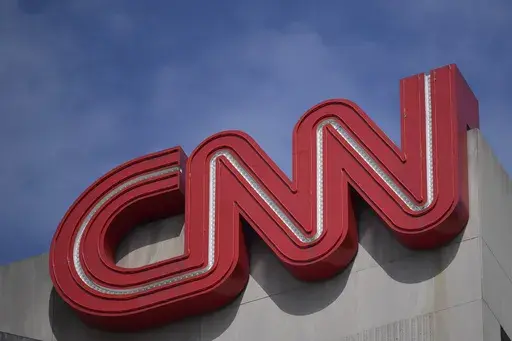 Signage is seen at the CNN Center in Atlanta on April 21, 2022. (AP Photo/Mike Stewart, File)