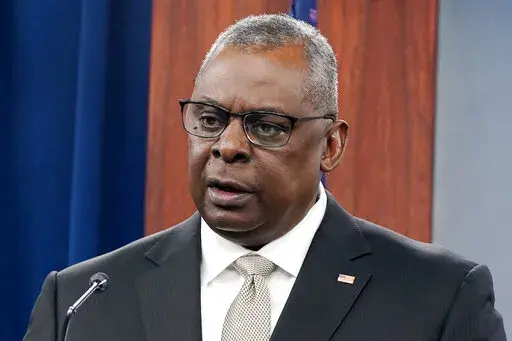 Defense Secretary Lloyd Austin speaks during a briefing at the Pentagon in Washington, Nov. 16, 2022. The U.S. is at a pivotal point with China and will need military strength to ensure that American values, not Beijing's, set global norms in the 21st century, Defense Secretary Lloyd Austin said Saturday, Dec. 3, 2022. Austin’s speech at the Reagan National Defense Forum capped a week where the Pentagon was squarely focused on China’s rise and what that might mean for America’s position in