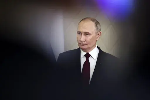 Russian President Vladimir Putin appears before the media after the summit of the Collective Security Treaty Organization in Astana, Kazakhstan, on Nov. 28, 2024. (Mikhail Tereshchenko, Sputnik, Kremlin Pool Photo via AP, File)