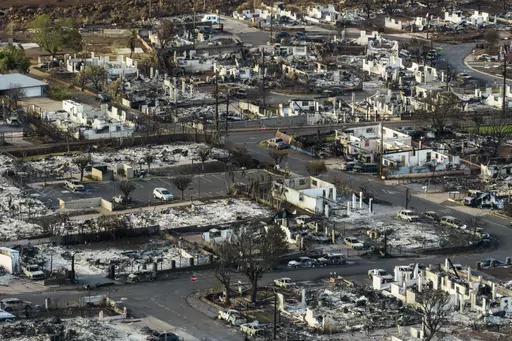 A general view shows the aftermath of a wildfire in Lahaina, Hawaii, on Aug. 17, 2023. When the town of Lahaina, which was leveled by wildfire in August, is rebuilt, local residents who survived the conflagration might not be able to afford to live there, leading economists warned on Friday, Sept. 22, 2023. (AP Photo/Jae C. Hong, File)