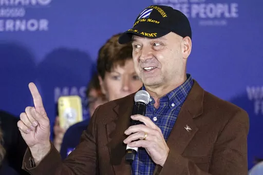 Pennsylvania Republican gubernatorial candidate Doug Mastriano speaks to supporters during an election night campaign event at the Penn Harris Hotel in Camp Hill, Pa., Nov. 8, 2022. Election deniers who backed Donald Trump's efforts to overturn the 2020 presidential election failed in some of their highest-profile races. (AP Photo/Carolyn Kaster, File)