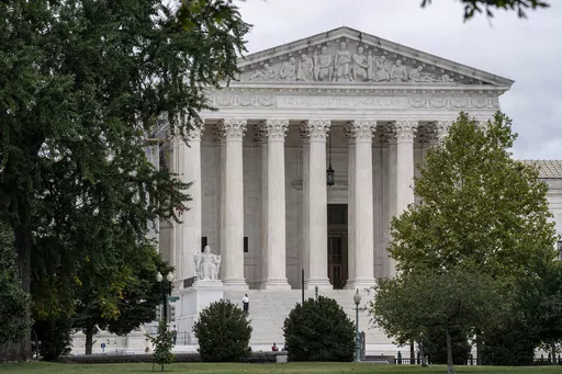 The Supreme Court is seen in Washington, Sept. 25, 2023. The Supreme Court is tackling the question of when public officials can block critics from commenting on their social media accounts. The justices are hearing arguments in two cases Tuesday, Oct. 31, involving lawsuits filed by people who were blocked after leaving critical comments on social media accounts belonging to school board members in southern California and a city manager in Port Huron, Michigan, northeast of Detroit. (AP Photo/J