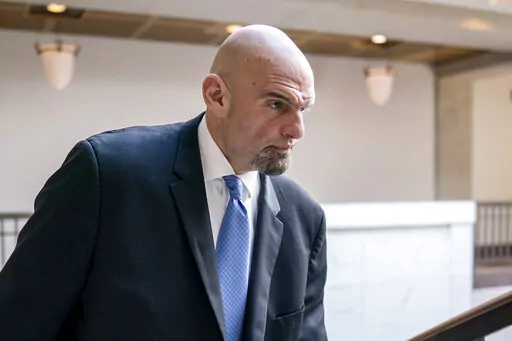 Sen. John Fetterman, D-Pa., leaves an intelligence briefing on the unknown aerial objects the U.S. military shot down this weekend at the Capitol in Washington, Feb. 14, 2023. A spokesman for Fetterman says the Democrat is “on a path to recovery” after checking himself into a hospital for clinical depression earlier this month, and that he is still expected to be away from the Senate for several weeks. (AP Photo/J. Scott Applewhite, File)