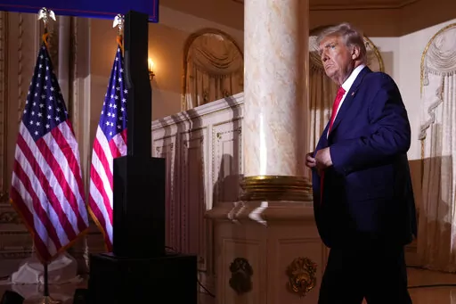 Former President Donald Trump walks from the stage after announcing a third run for president at Mar-a-Lago in Palm Beach, Fla., Nov. 15, 2022. (AP Photo/Andrew Harnik, File)