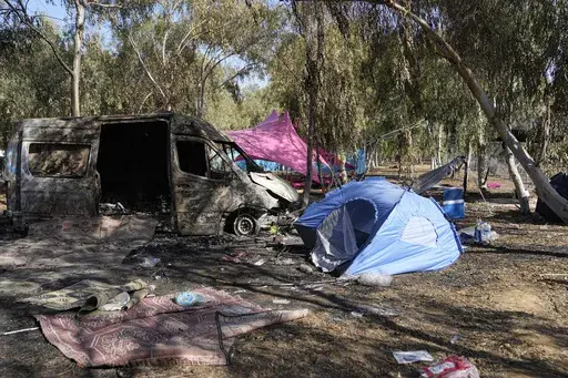 The site of a music festival near the border with the Gaza Strip in southern Israel, Oct. 12, 2023. The U.N. envoy focusing on sexual violence in conflict said in a new report Monday, March 4, 2024, that there are “reasonable grounds” to believe Hamas committed rape, “sexualized torture,” and other cruel and inhumane treatment of women during its surprise attack in southern Israel on Oct. 7. (AP Photo/Ohad Zwigenberg, File)