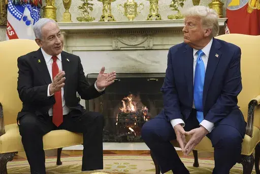 President Donald Trump meets with Israel's Prime Minister Benjamin Netanyahu in the Oval Office of the White House, Feb. 4, 2025, in Washington. (AP Photo/Evan Vucci, File)